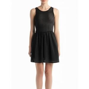Ocean Drive Dress‎ Black Sleeveless Sheer Bodice Fit Flare Stretch Party LBD M